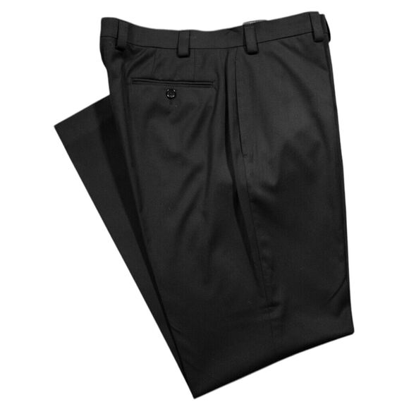 Ralph Lauren Mens Dress Pants Black Stretch Straight Flat Front Trousers 36x32